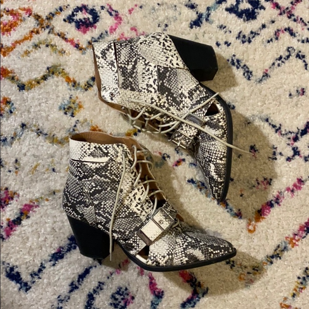 snakeskin booties